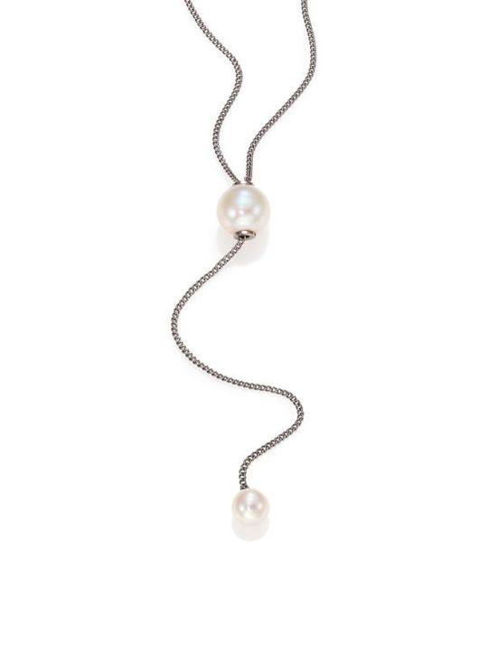 After Dark Convertible 6.5MM-8.5MM White Akoya Pearl Lariat Necklace展示图