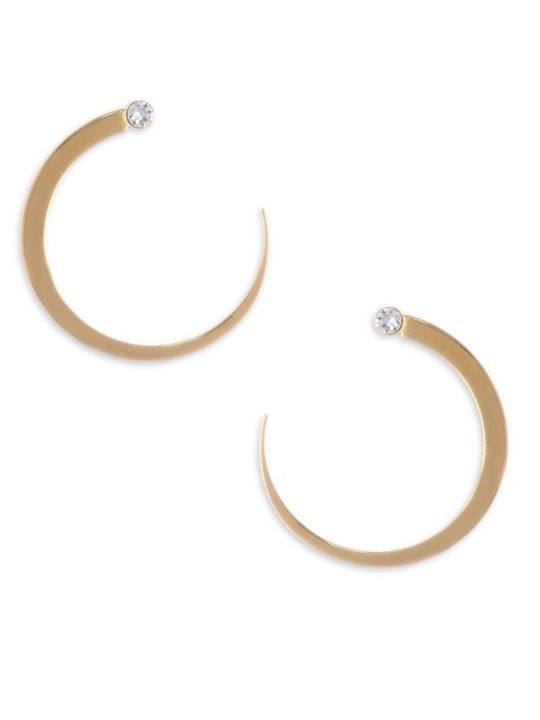 Mini Moon Solitaire Hoop Earrings展示图