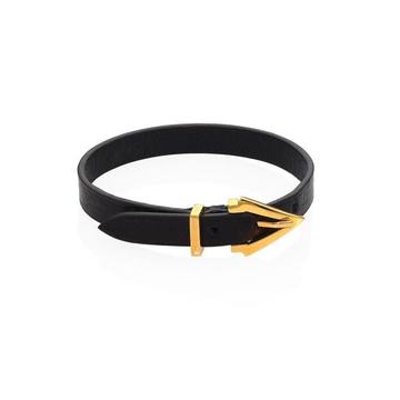 Mini Titan Pelle Leather Bracelet/Goldtone