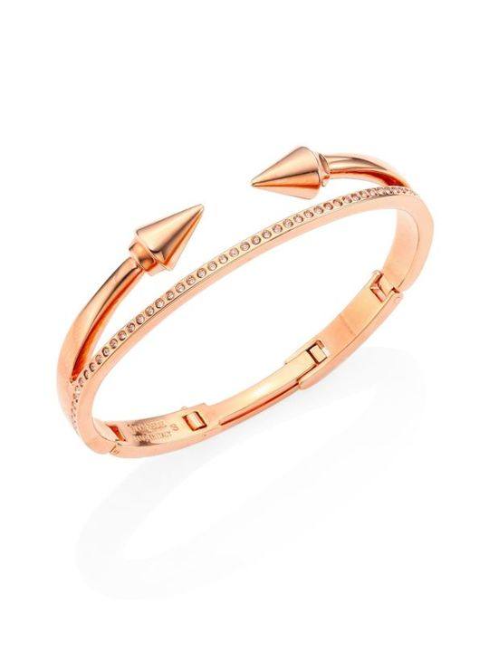 Swarovski Crystals & 24K Rose-Goldplated Hinged Band Bracelet展示图