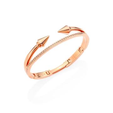 Swarovski Crystals & 24K Rose-Goldplated Hinged Band Bracelet