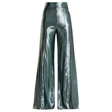 High-rise wide-leg silk-blend trousers