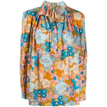 floral-print cotton blouse