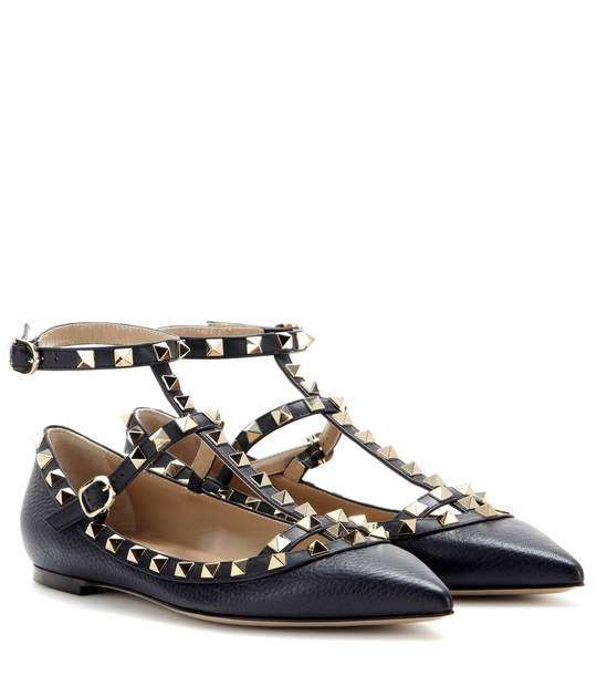 Valentino Garavani Rockstud leather ballerinas展示图