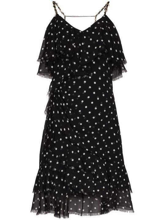 polka dot ruffle mini dress展示图