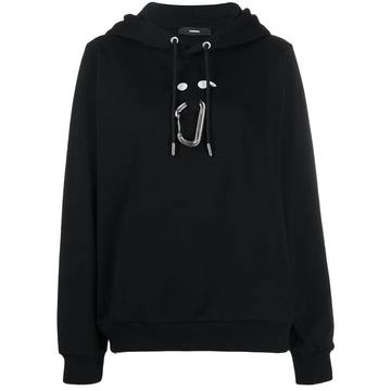 carabiner-clip hooded sweatshirt