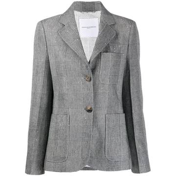 fitted checked pattern blazer