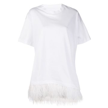 oversized feather trimmed T-shirt