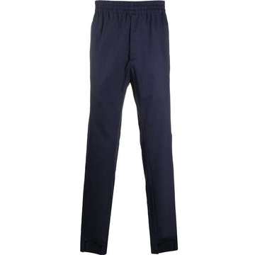 elasticated waistband straight-leg trousers