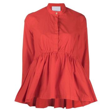 band-collar A-line blouse