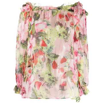 floral print silk blouse