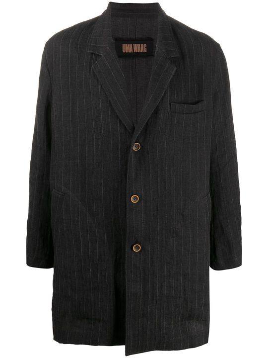 single-breasted pinstriped coat展示图