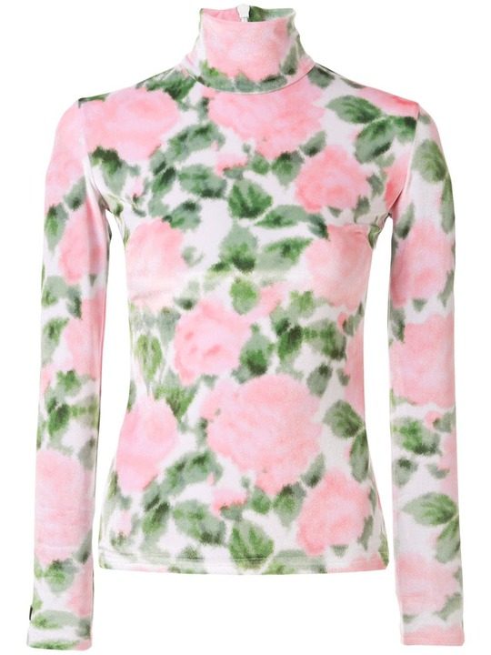 rose print velour blouse展示图