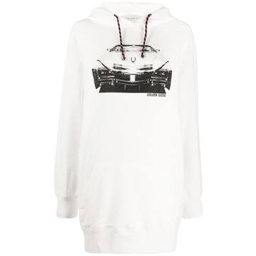 longline car print hoodie