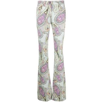 paisley print mid rise jeans