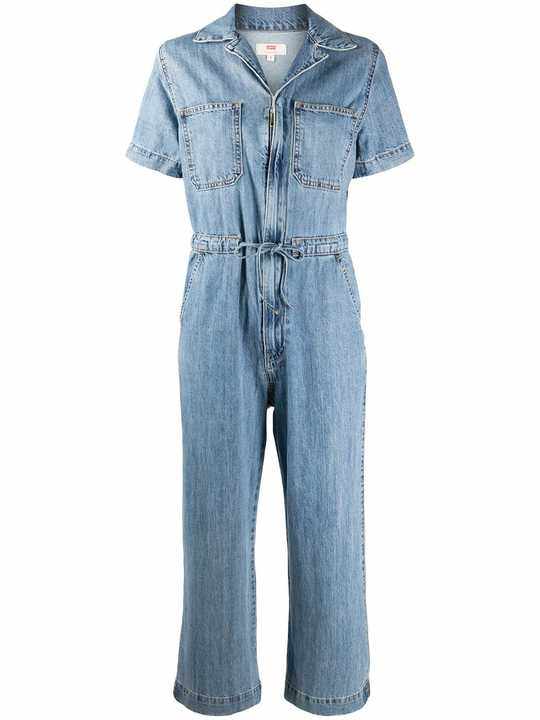 denim straight-leg jumpsuit展示图