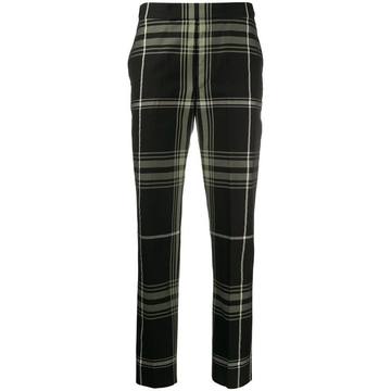 straight leg checked print trousers