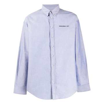 printed logo button-down shirt