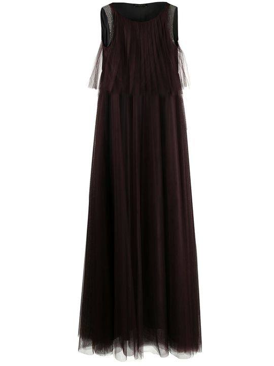 sleeveless flared maxi dress展示图