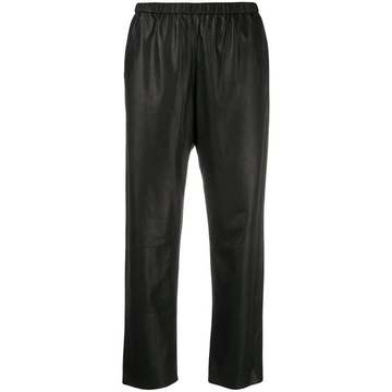 elasticated straight-leg trousers