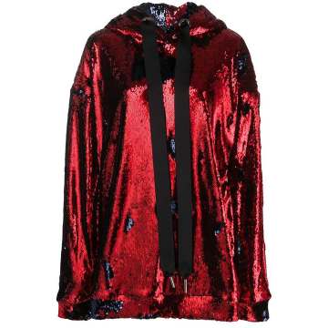 sequinned oversized-fit hoodie