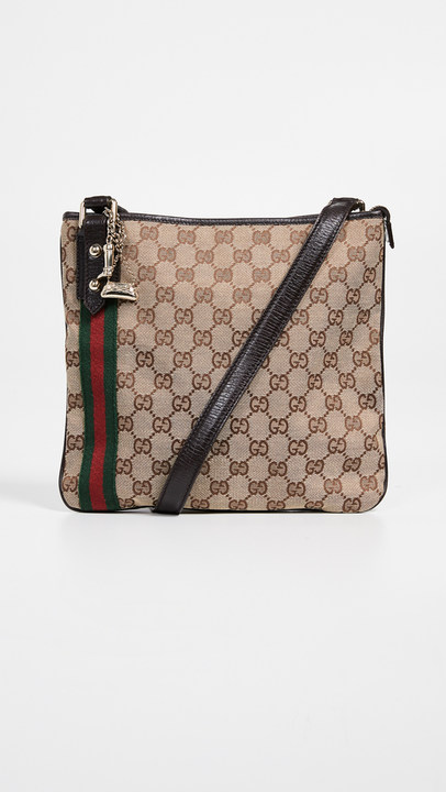 Gucci Jolicoeur 棕色帆布信使包展示图