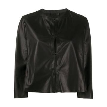 collarless cropped jacket