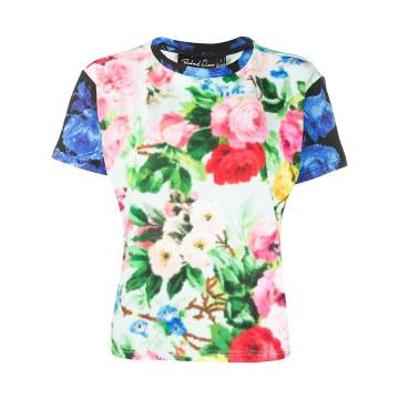 contrast sleeve floral print T-shirt