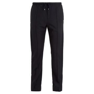 Pintucked wool-blend trousers