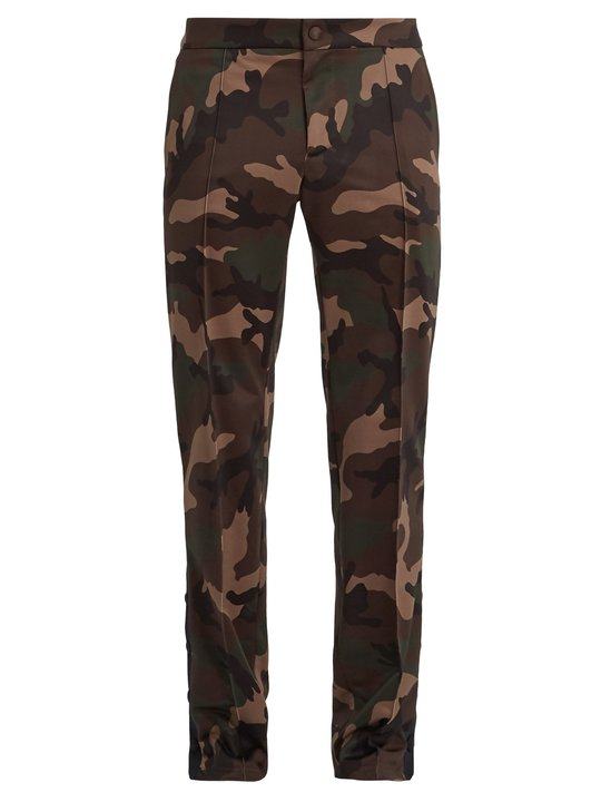 Side-stripe camouflage-print cady track pants展示图