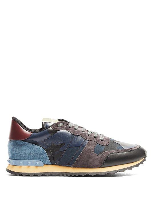 Rockrunner camouflage suede and leather trainers展示图