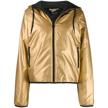 metallic hooded jacket