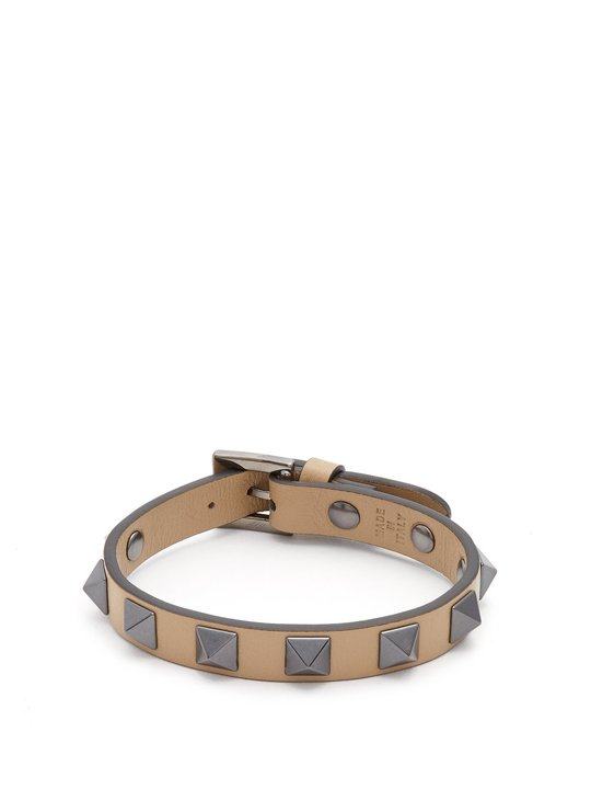 Rockstud-embellished leather bracelet展示图