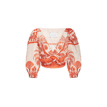 Astral Transit Printed Silk-Blend Top