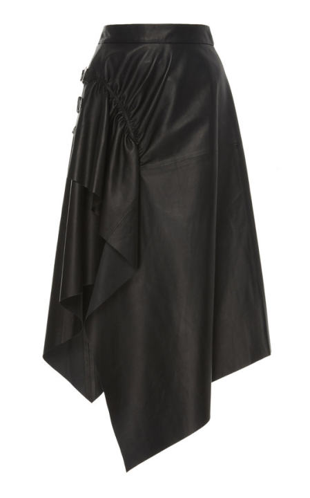 Sally Asymmetrical Leather Skirt展示图