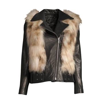 Rochelle Fox Fur &amp; Leather Moto Jacket