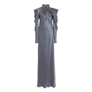 Embellished Silk-Satin Gown