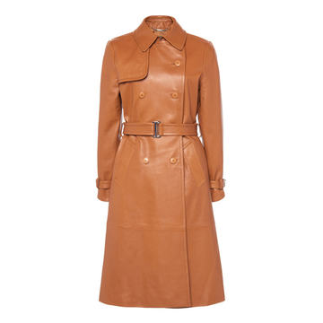 Belted Nappa Leather Trench Coat