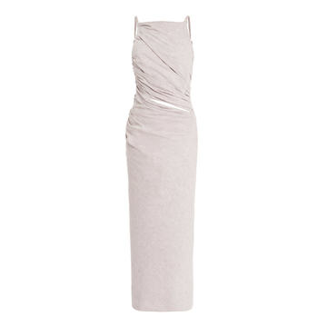 Tendino Draped Cotton-Linen Midi Dress