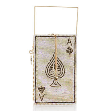 Poker Ace Of Spades Crystal Top Handle Bag