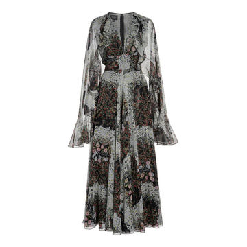 Floral Crepe Midi Cape Dress