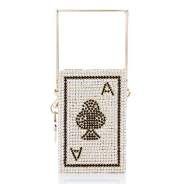 Poker Ace Of Clubs Crystal Top Handle Bag