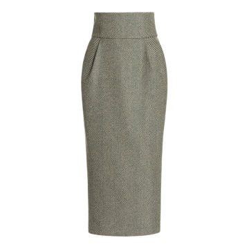 High-Rise Wool Pencil Skirt
