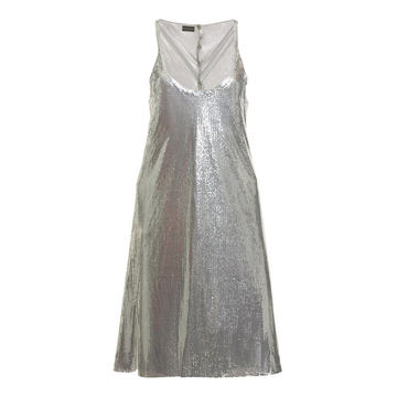 Sleeveless Metallic Mesh Dress