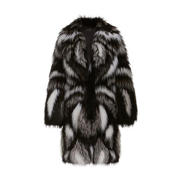 Two-Tone Faux Fur Coat