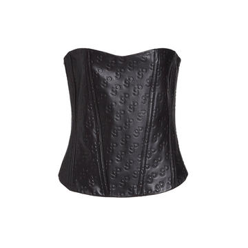 Pex Logo-Embossed Leather Corset Top