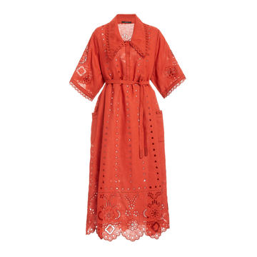 Charlotte Broderie Anglaise Linen Midi Dress