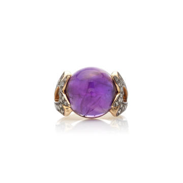 18K Grey Gold Amore Round Cabochon Ring