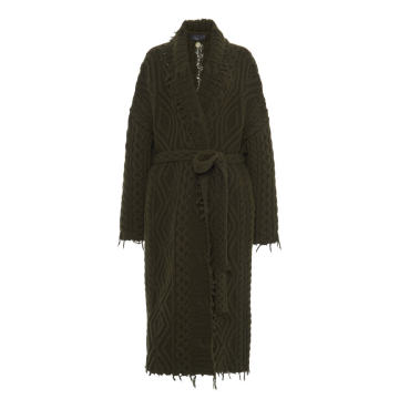 Fisherman-Knit Wool-Cashmere Robe Coat