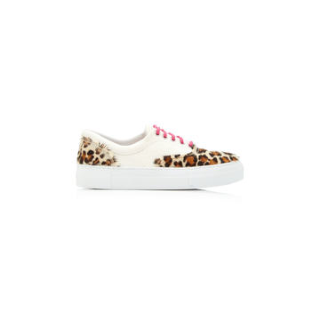 Iseo Leather and Leopard-Print Calf Hair Sneakers